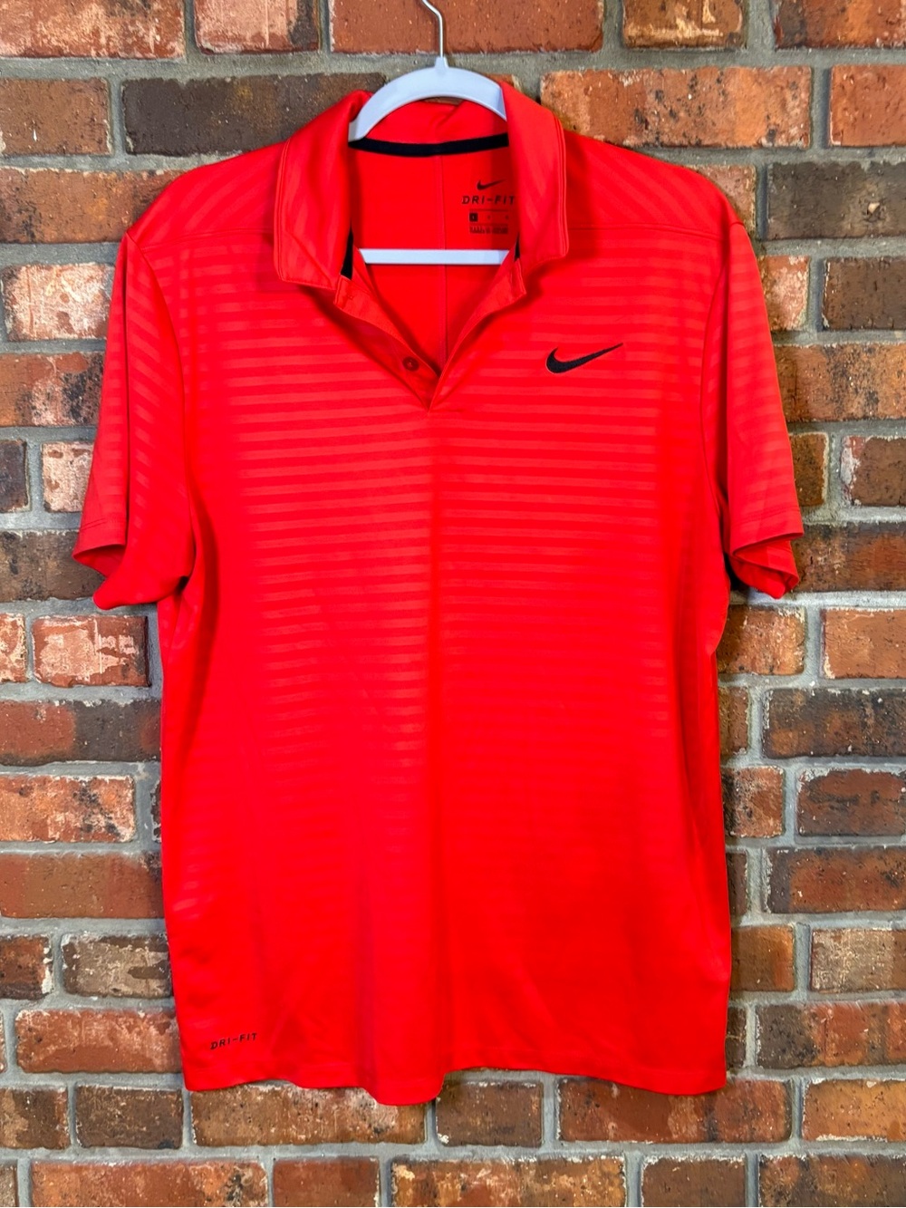 Nike mens dri-fit striped golf polo red L
